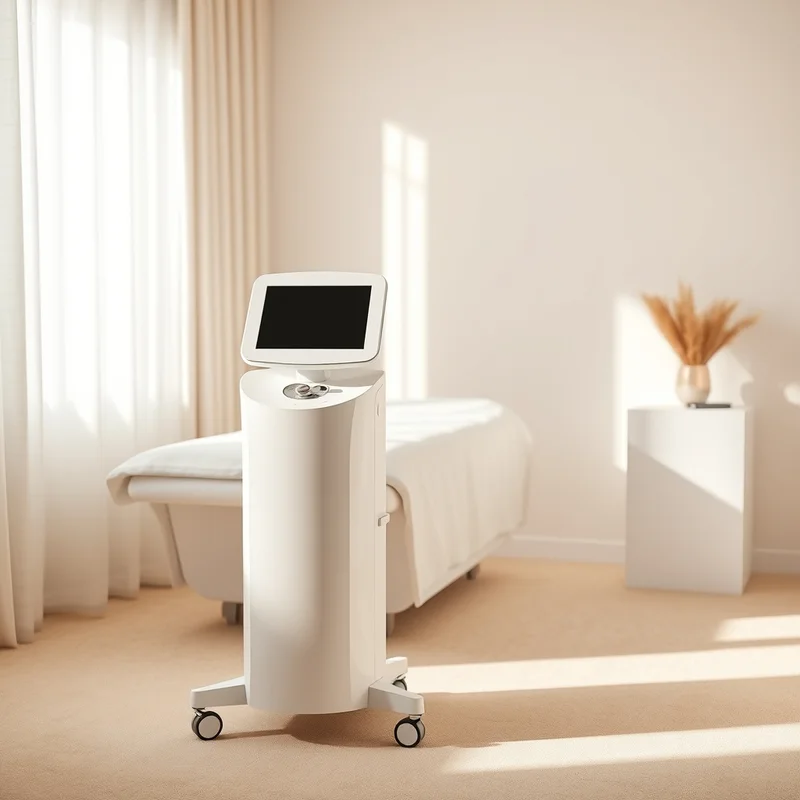 Aparelho de tecnologia estética em sala de tratamento clara
